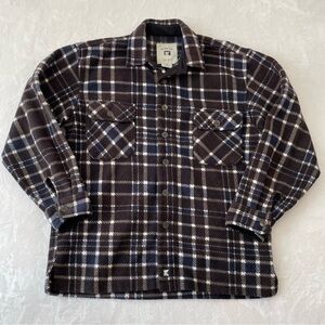 Juneau Fleece Shacket Men’s Sz M Fleece Flannel Barn Style Rugged Brown Blue